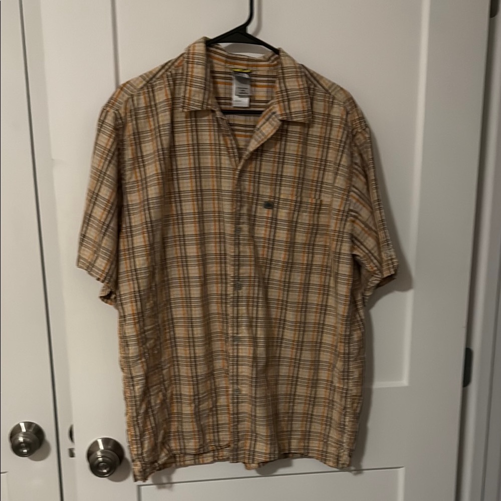 The North Face Plaid Men's Shirt in Brown and Orange size L